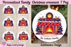 Xmas Fireplace PNG Personalized Bundle, Family Stockings Product Image 1