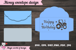 Money Envelope with Tractor SVG, Cash Gift Holder Product Image 2