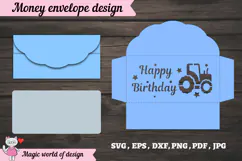 Money Envelope with Tractor SVG, Cash Gift Holder Product Image 2