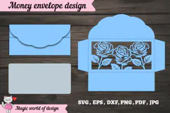 Beautiful Floral Rose Money Envelope svg, Papercut Gift Product Image 2