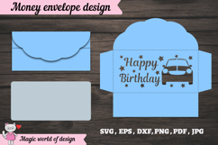 Gift envelope for money with a car SVG Product Image 3
