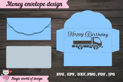 Money envelope with a truck design for boys and men SVG Product Image 2