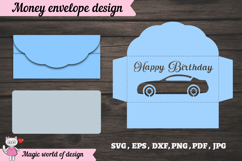 Gift envelope for money with a car SVG Product Image 2