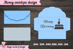 Cake with candle Money Envelope svg, Papercut Gift Product Image 2