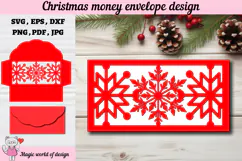 Christmas Snowflakes Money Envelope svg, Papercut Gift Card Product Image 1