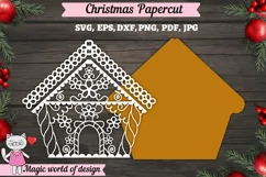 Christmas gingerbread house svg, Layered Paper cut Product Image 2