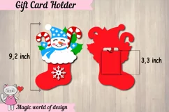 Christmas snowman in santa's boot Gift Card Holder Product Image 1