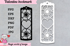 Valentine bookmark heart and flowers Product Image 1