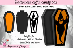 Halloween Coffin Box Template, Spooky Paper Cut Design Product Image 1