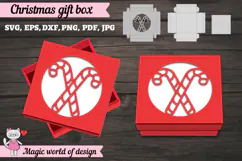 Christmas Candy Cane Gift Box SVG, 3D Layered Gift Box Product Image 3