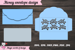 Beautiful Floral Rose Money Envelope svg, Papercut Gift Product Image 2