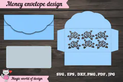 Beautiful Floral Rose Money Envelope svg, Papercut Gift Product Image 2