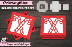 Christmas Candy Cane Gift Box SVG, 3D Layered Gift Box Product Image 3