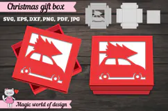 Christmas Gift Box SVG, Christmas Square Treat Box Product Image 3