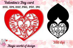 Valentine's Heart card SVG,Paper Cut Card SVG Product Image 1