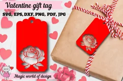 St. Valentine's day gift tag svg, papercut Rose svg Product Image 2