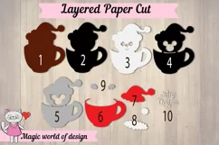 3d Christmas Bear in a glass svg, Layered Paper Product Image 2