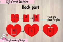 Valentines Gift Card heart and flowers paper cut template Product Image 2