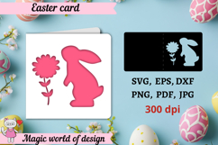 Happy Easter card svg, Bunny with Flowers paper cutting Product Image 1