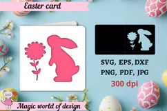 Happy Easter card svg, Bunny with Flowers paper cutting Product Image 1