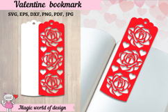 Roses Bookmarks with Hearts SVG - Love Bookmark Papercut Product Image 1