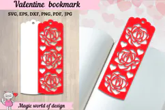 Roses Bookmarks with Hearts SVG - Love Bookmark Papercut Product Image 1