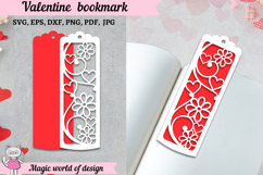 Heart and flowers Bookmarks Template svg ,paper cut svg, Product Image 3
