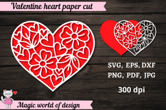 Valentine's Day Papercut Card SVG, Valentine's Hearts Card Product Image 1