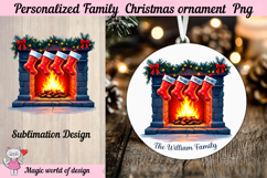 Xmas Fireplace PNG Personalized Family 4 Stockings Product Image 1