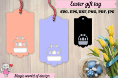 Happy easter gift tag, Easter Bunny svg, papercut template Product Image 1