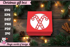 Christmas Candy Cane Gift Box SVG, 3D Layered Gift Box Product Image 4