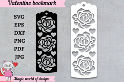 Roses Bookmarks with Hearts SVG - Love Bookmark Papercut Product Image 1