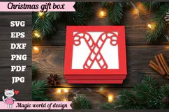 Christmas Candy Cane Gift Box SVG, 3D Layered Gift Box Product Image 4