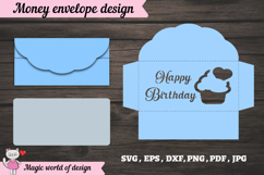 Birthday money envelope SVG for cash gifts, Papercut Gift Product Image 2