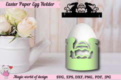 Easter Paper Egg Holder SVG, rabbits with egg svg Product Image 1