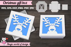 Christmas Reindeer Gift Box SVG, Cute Reindeer Papercut Product Image 3