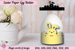 Bunny Easter Egg Holder svg, Easter Decor Paper Cut Product Image 1