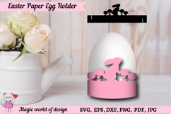 Easter Paper Egg Holder SVG, rabbit with flowers Product Image 1