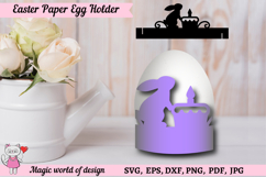 Easter Egg Holder svg, rabbit with Easter cake Product Image 1