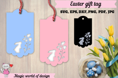 Happy easter gift tag, Easter Bunny svg, papercut template Product Image 1