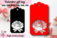 St. Valentine's day gift tag svg, papercut Rose svg Product Image 3