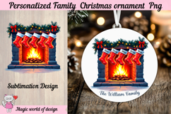 Xmas Fireplace PNG Personalized Family 5 Stockings Product Image 1
