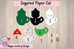 3d Christmas cat in a glass svg, Layered Paper Product Image 2
