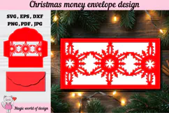 Christmas Snowflakes Money Envelope svg, Papercut Gift Card Product Image 1