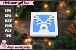 Christmas Reindeer Gift Box SVG, Cute Reindeer Papercut Product Image 5