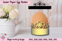 Flowers Easter Egg Holder svg, Easter Decor Paper Cut Product Image 1