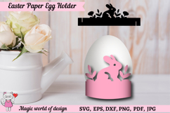 Easter Paper Egg Holder SVG, Easter Bunny Paper Cut Product Image 1