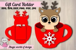 Christmas Reindeer in glass gift card holder SVG Design Product Image 1