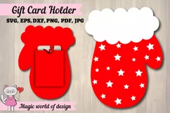 Christmas gift card holder SVG Design Santa Claus mitten Product Image 1