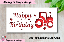 Money Envelope with Tractor SVG, Cash Gift Holder Product Image 1